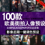 lr预设欧美街拍人像调色复古电影胶片PR PS AE FCPX Lut预设滤镜
