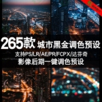 Luts工业风城市黑金夜景旅街拍胶片人像PS LR PR AE FCPX调色预设