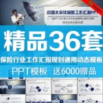 ppt模板保险公司工作汇报总结述职商务动态简约清新ppt模版素材