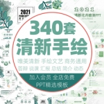 创意文艺唯美清新手绘ppt模板商务汇报年终工作总结计划动态简约