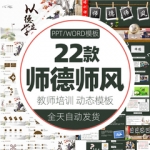 德师风培训课件PPT模板幼儿园教育师小学生教师幼师老师立德树人