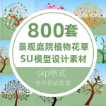景观庭院园植物规划花草 树木乔木灌木草模型设计su素材