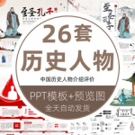 孔子屈原数学家名人简介wps古代近代历史人物介绍评价PPT模板