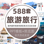 旅游电子相册城市旅行国内国外风景区景点日记纪念册画册PPT模板