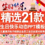 企业员工生日祝福派对老人祝寿小孩满月儿童生日快乐动态ppt模板