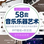 音乐PPT模板乐器演出吉他小提琴钢琴艺术节演奏课件音符公开课ppt