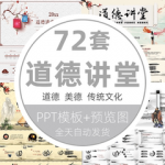 中华美德道德讲堂中国风传统文艺化孔子国学讲座公开课件PPT模板